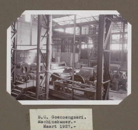 S.O. Goenoengsari. Machine room. March 1927., anonymous, 1927 Canvas Print