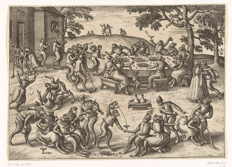 Banquet in the open air, Pieter van der Borcht (I), 1545 - 1608 Canvas Print