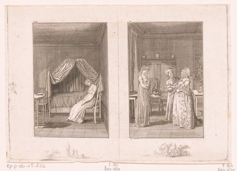 Two performances from the stories of Wilhelm Gottlieb Becker, Daniel Nikolaus Chodowiecki, 1799 Canvas Print