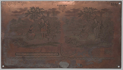 Plate with engraved decorations for pottery: 