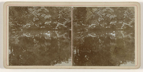 Pond with swans located in a wooded area, Geldolph Adriaan Kessler (possibly), 1904 Canvas Print