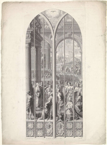 Glasraam 24 in de Sint-Janskerk te Gouda: Filippus predikend, genezend en dopend, Pieter Tanjé, 1738 - 1754 Canvas Print