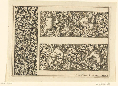 Vertical panel and two friezes, Anthonie de Winter, 1696 Canvas Print