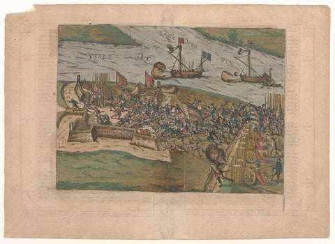 Capture of the IJsseloord redoubt near Arnhem, 1585, Frans Hogenberg, 1588 Canvas Print