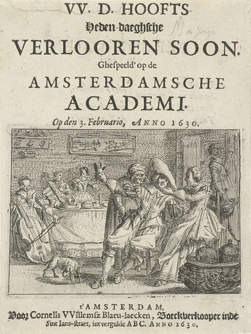 Title page for: W.D. Hooft, Hedendaagse verloren zoon, 1630., Jan Martszen de Jonge, 1630 Canvas Print