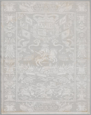 Napkin with Conquest of Mons and the Battle of Malplaquet in 1708, , c. 1709 - c. 1750 Canvas Print