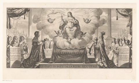 Louis XIII and Anna of Austria present Crown Prince Louis XIV to the Virgin Mary, Abraham Bosse, 1638 Canvas Print