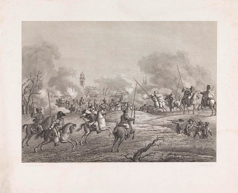 Battles between French and Cossacks near Deventer, 1813, Jacob Ernst Marcus, 1813 Canvas Print