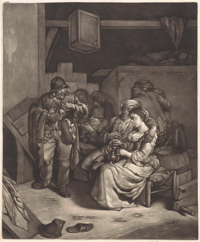 Inn scene, Pieter Schenk (I), 1670 - 1713 Canvas Print