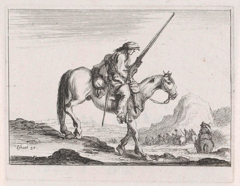 Rider with gun at end of one stud, Stefano della Bella, 1642 Canvas Print