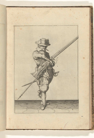 Soldier with a musket that takes his fuse (no. 6), ca. 1600, Jacob de Gheyn (II) (workshop or), 1597 - 1608 Canvas Print