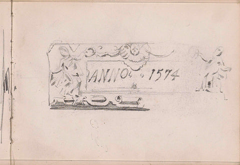 Façade stone with inscription 'ANNO 1574', Jac van Looij, 1877 - 1880 Canvas Print