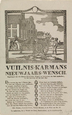 New Year's wish of the garbage men of Amsterdam for the year 1841, anonymous, 1840 - 1841 Canvas Print