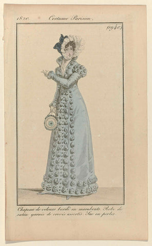 Journal des Dames et des Modes, Costume Parisien, 10 November 1820, (1940): Chapeau de velours (...), anonymous, 1820 Canvas Print