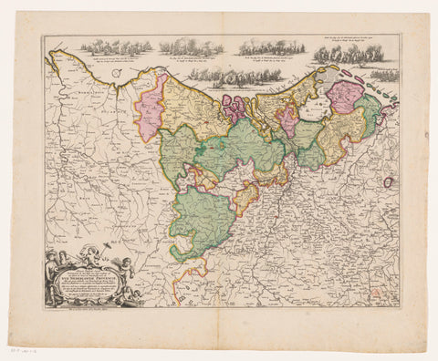 Map of the Netherlands with the war situation of 1672-73, anonymous, 1690 - 1700 Canvas Print