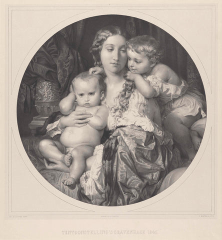 Mother with two children, Carel Frederik Curtenius Bentinck, 1845 Canvas Print