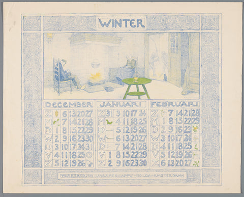 Calendar sheet for winter 1903-1904 of the Insurance Company Holda in Amsterdam, Ferdinand Hart Nibbrig, in or before 1903 Canvas Print