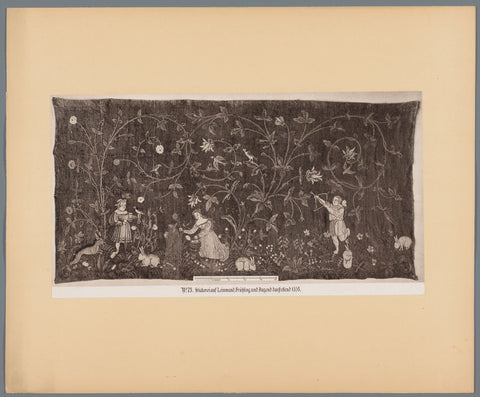 Textiles decorated with flowers and young people as a depiction of spring, anonymous, c. 1875 - c. 1900 Canvas Print