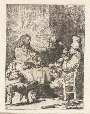 Christus at Emmaus: the smaller plate, anonymous, 1711 - 1800 Canvas Print