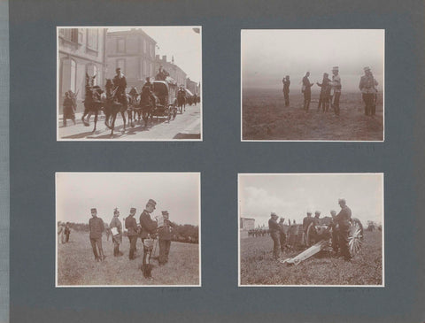 Soldiers march with horses and wagon through a street in France, anonymous, 1902 Canvas Print