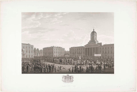 Procession of King William I over the King's Square in Brussels on 21 September 1815, Johann Nepomuk Gibèle, 1825 - 1826 Canvas Print