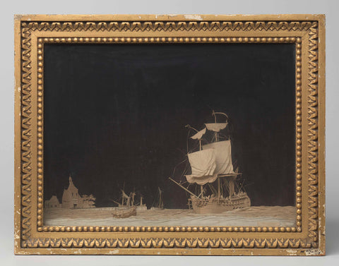 Cutting of paper depicting a port with ships., Derrick Patijn, 1790 Canvas Print