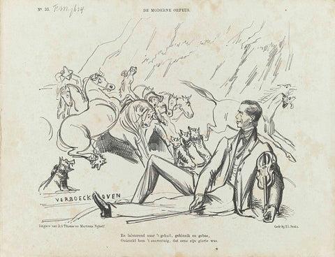 Cartoon on the occasion of the purchase of a painting by Verboeckhoven, 1862, Johan Michaël Schmidt Crans, 1862 Canvas Print