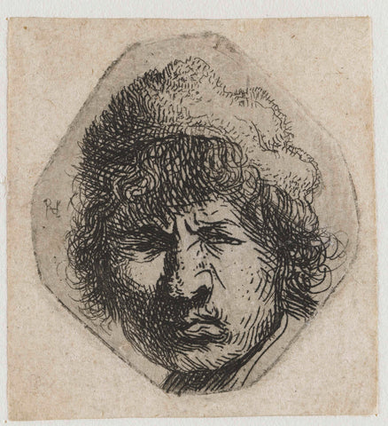 Self-portrait scowling, Rembrandt van Rijn, c. 1631 Canvas Print