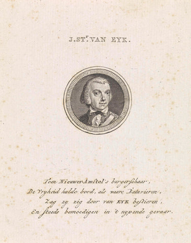 Portrait of Jan Stockelaar van Eyk, Abraham Jacobsz. Hulk, 1795 Canvas Print