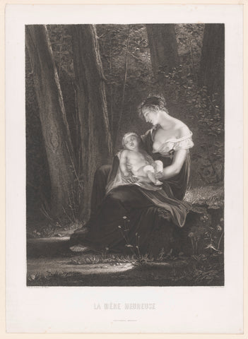 Mother with sleeping child, Alexis François Girard, 1857 Canvas Print