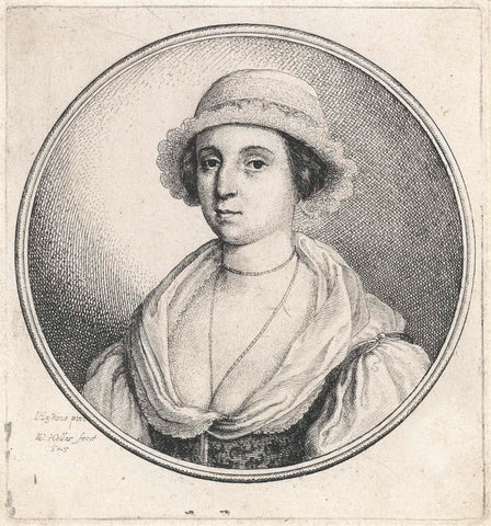 Woman with low cleavage and lace hat, Wenceslaus Hollar, 1645 Canvas Print