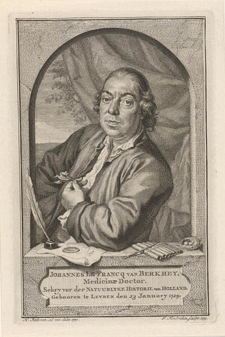 Portrait of Johannes le Francq van Berkhey, Jacob Houbraken, 1771 Canvas Print