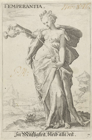 Matigheid (Temperantia), Jacob Matham (attributed to), 1587 - 1637 Canvas Print