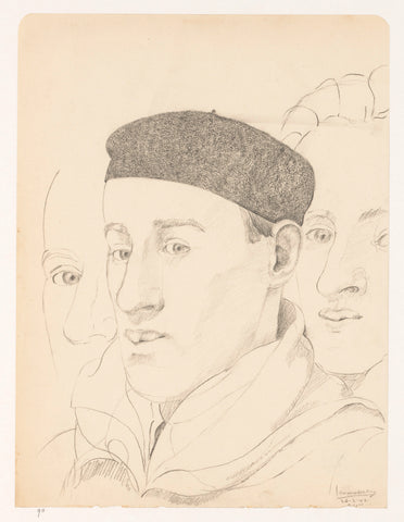 Three self-portraits: B-1-1, 26 February, Cor van Teeseling, 1942 Canvas Print