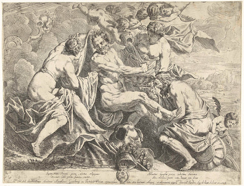 The Deïfication of Aeneas, Daniël van den Dyck, c. 1635 - c. 1670 Canvas Print