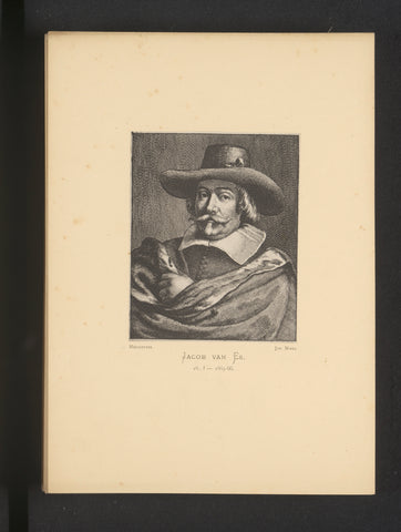 Reproduction of an etching of a portrait of Jacob Foppens van Es by Wenceslaus Hollar, Joseph Maes, c. 1872 - in or before 1877 Canvas Print