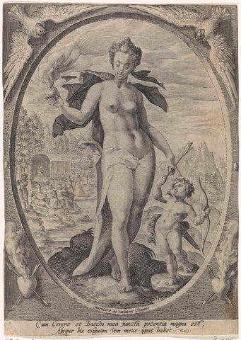 Venus en Amor, Crispijn van de Passe (I), 1574 - 1637 Canvas Print