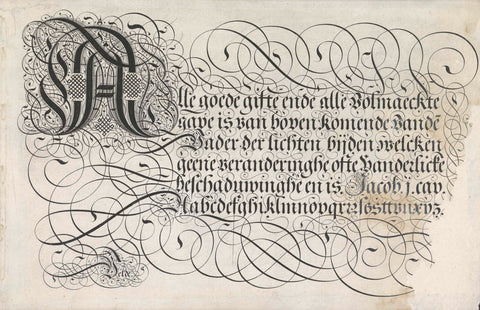 Schrijfvoorbeeld: Alle goede gifte (...), Simon Frisius, 1605 Canvas Print