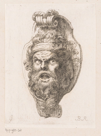 Mascaron met mannenkop, Christian Bernhard Rode, 1759 Canvas Print