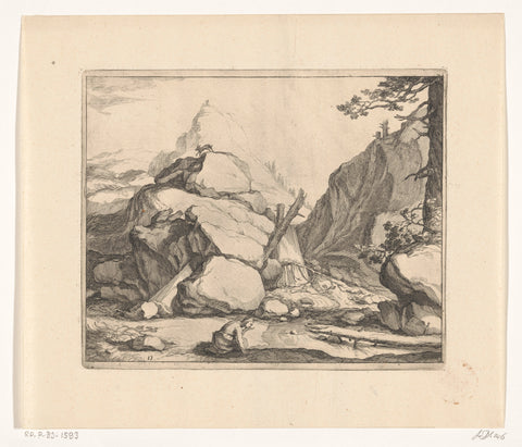 View with rocks, Frederick Bloemaert, after 1635 Canvas Print