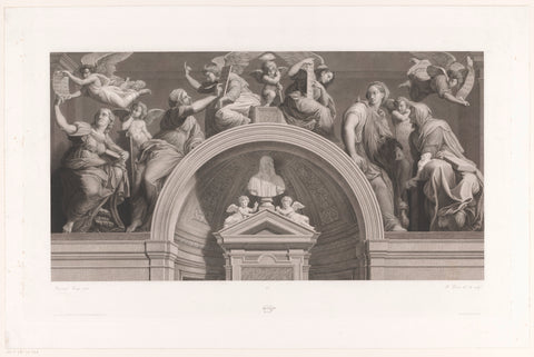 Sibilling around a niche in the Santa Maria della Pace, Claude Marie François Dien, 1838 Canvas Print