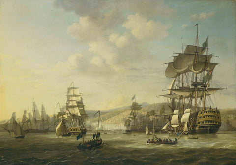 The Anglo-Dutch Fleet in the Bay of Algiers Backing up the Ultimatum to Release the Christian Slaves, 26 August 1816, Nicolaas Baur, 1818 Canvas Print