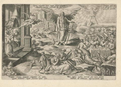 Father Time among easygoing people, Gerard de Jode, 1547 - 1591 Canvas Print