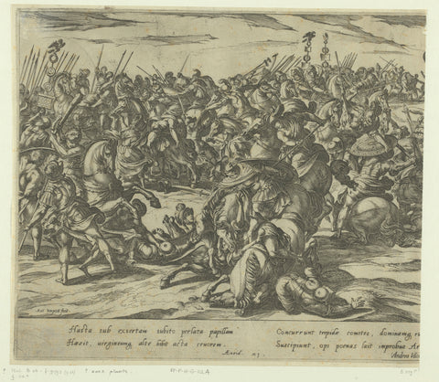 The death of Camillus in the fight between Greeks and Romans, Antonio Tempesta, 1591 Canvas Print