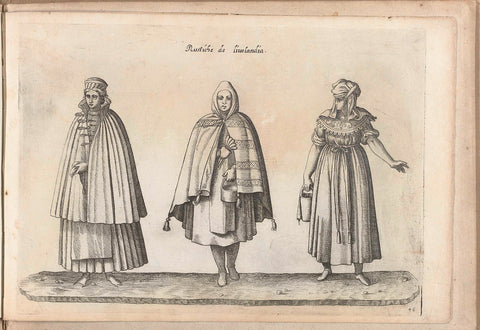 Three women dressed according to the gestation in Sápmi (Lapland), ca. 1580, Bartolomeo Grassi, in or before 1585 Canvas Print