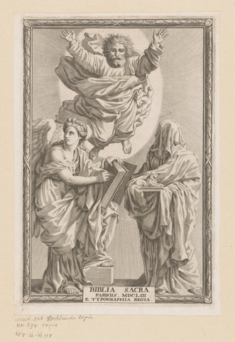 God met personificatie van Geschiedenis en Profetie, Claude Mellan, in or after 1642 Canvas Print