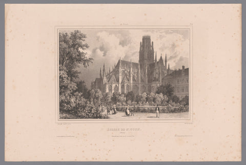 View of the abbey church of Saint-Ouen in Rouen, Isodore-Laurent Deroy, 1834 Canvas Print