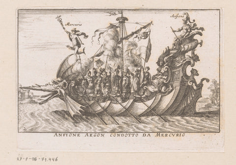 Ship with Mercury and Amphion, anonymous, c. 1635 Canvas Print