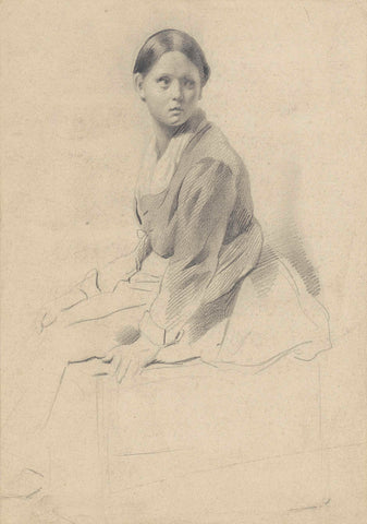 Sitting young woman, Albert Neuhuys (1844-1914), 1854 - 1914 Canvas Print