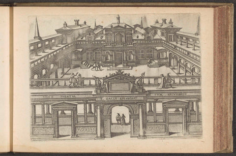 View of the courtyard of a palace, John or Luke of Doetechum, 1601 Canvas Print